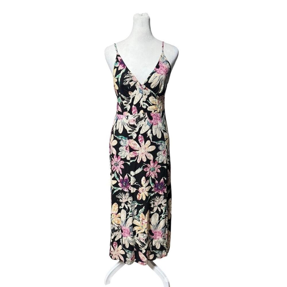 Urban Outfitters Small Petite Dark Fairy Floral Maxi Dress Bohemian Linen Blend